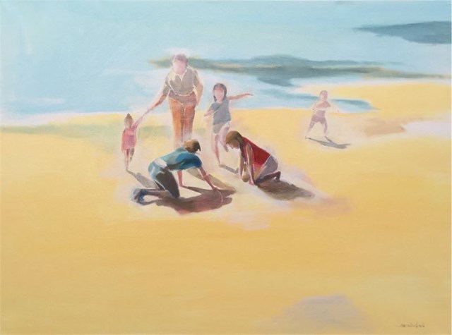 Living room painting by Marta Szarek-Michalak titled finger on the sand