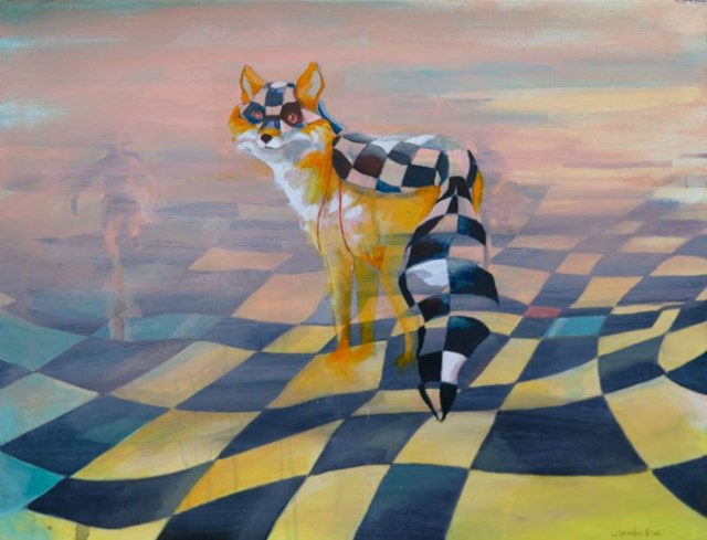 Living room painting by Marta Szarek-Michalak titled Fox