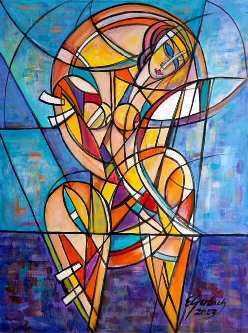Living room painting by Eugeniusz Gerlach titled Nude with a mirror, 2023
