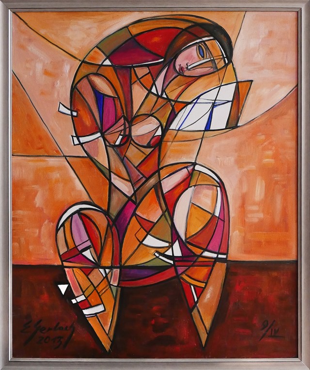 Living room painting by Eugeniusz Gerlach titled Act with a mirror