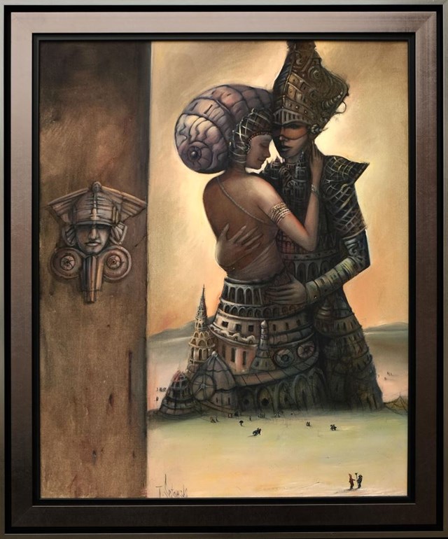 Living room painting by Tomasz Sętowski titled Monument of Love from the "gouache-making" series