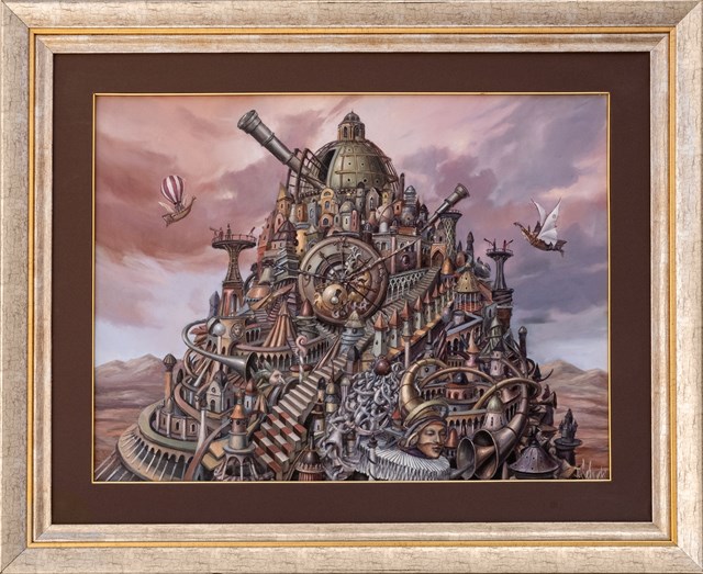 Living room painting by Tomasz Sętowski titled Tower of Babel