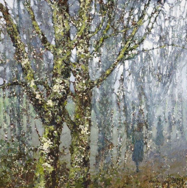Living room painting by Martta Węg titled From the Forest Series (Misty Madeira)