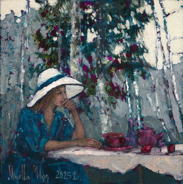 Living room painting by Martta Węg titled Rest under the Spruces