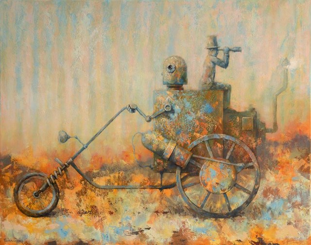 Living room painting by Grzegorz Radziewicz titled Easy rider