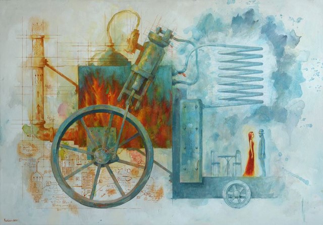 Obraz do salonu artysty Grzegorz Radziewicz pod tytułem Ogien i woda