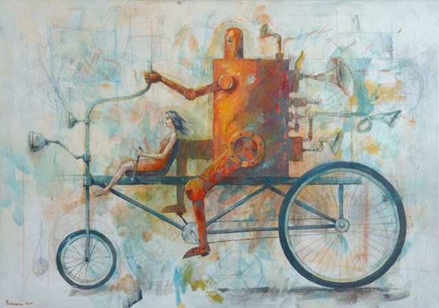Living room painting by Grzegorz Radziewicz titled Test drive