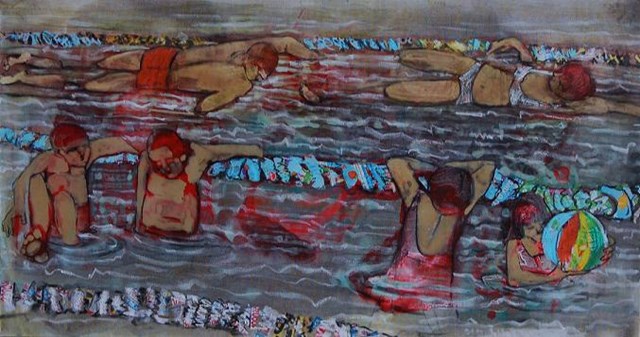 Living room painting by Monika Ślósarczyk titled Swimming pool