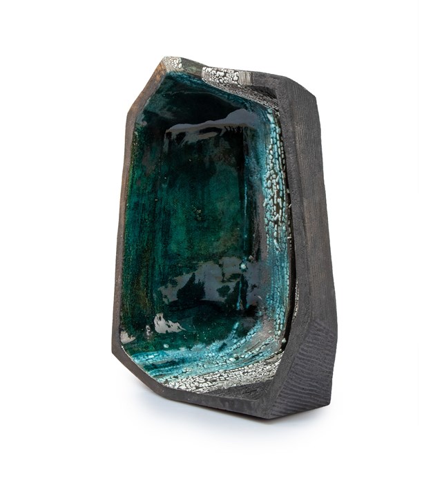 Living room sculpture by Joanna Roszkowska titled TEAL SILENCE