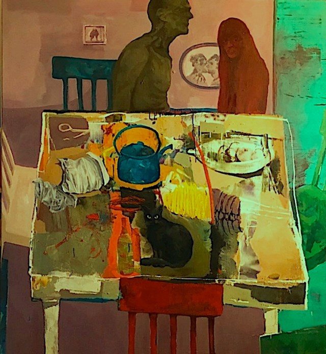 Living room painting by Tomasz Tobolewski titled Marriage scenes