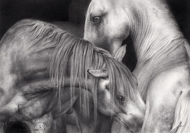 Living room painting by Magdalena Muraszko-Kowalska titled Hungarian horses