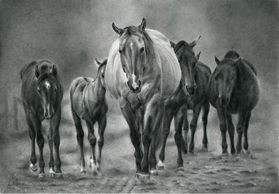 Obraz do salonu artysty Magdalena Muraszko-Kowalska pod tytułem Stado klaczy