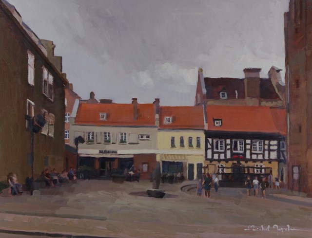 Living room painting by Michał Janicki titled Statue, Gdansk