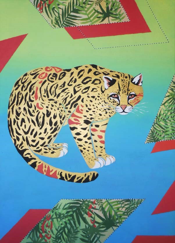 Living room painting by Agnieszka Giera titled Ocelot