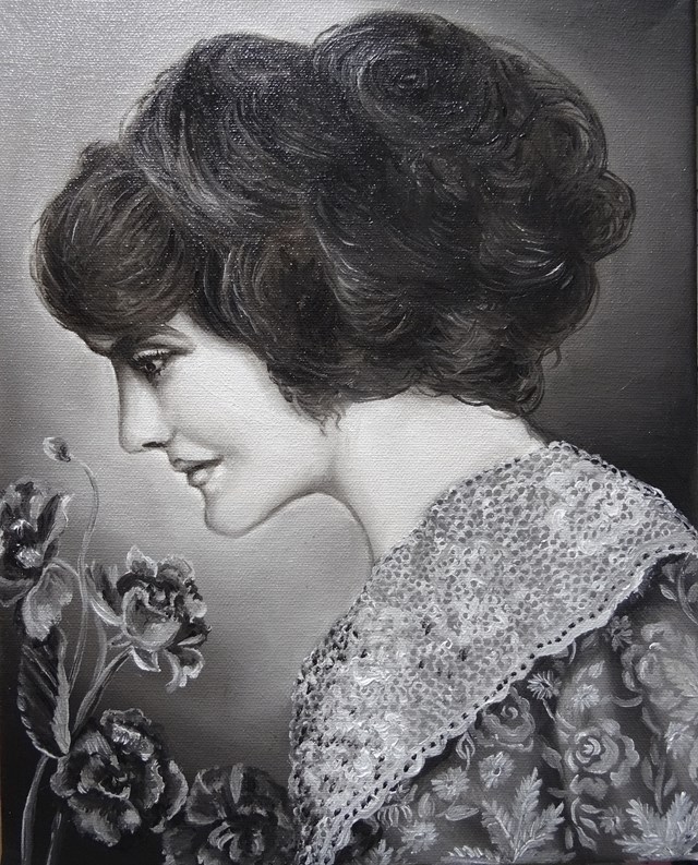 Obraz do salonu artysty Marta Julia Piórko pod tytułem Kobieta z kwiatami