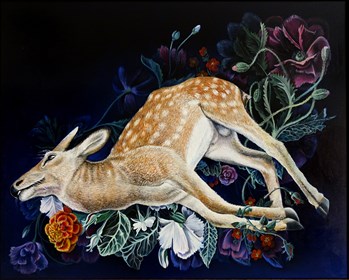 Obraz do salonu artysty Marta Julia Piórko pod tytułem Kompozycja z jeleniem