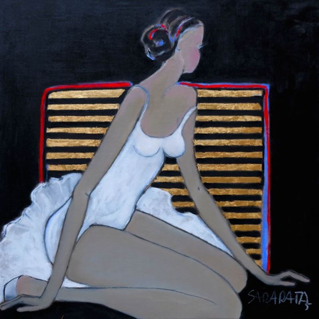 Living room painting by Joanna Sarapata titled Ballerina - White