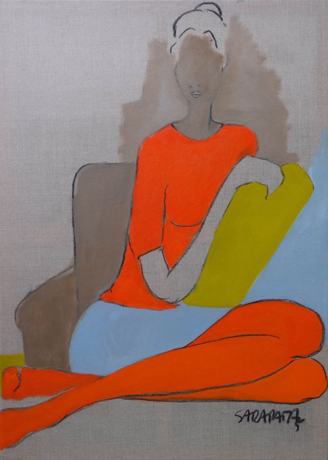 Living room painting by Joanna Sarapata titled Sitting
