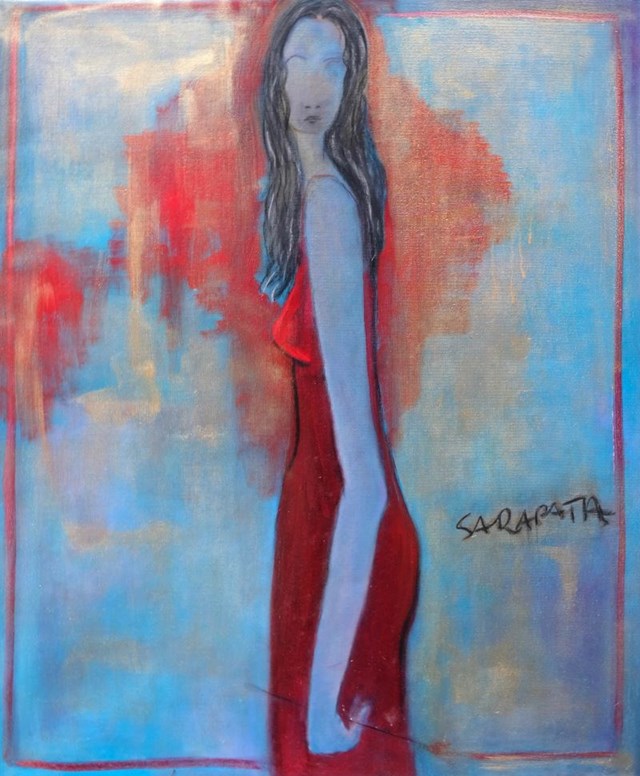 Living room painting by Joanna Sarapata titled Red dress