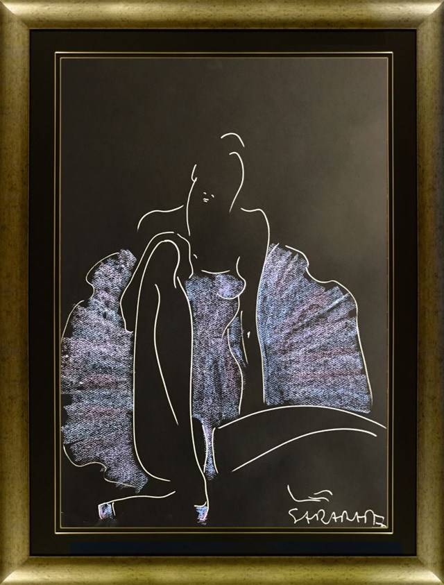 Living room painting by Joanna Sarapata titled Ballerina - crayon sketch 1