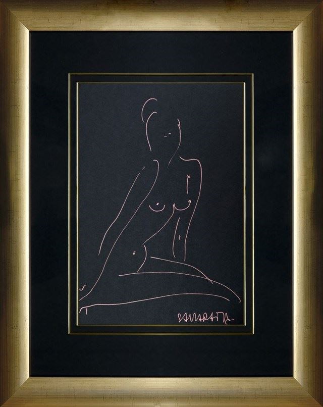 Living room painting by Joanna Sarapata titled Nude in Black II