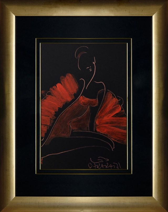 Living room painting by Joanna Sarapata titled Dancer red 2