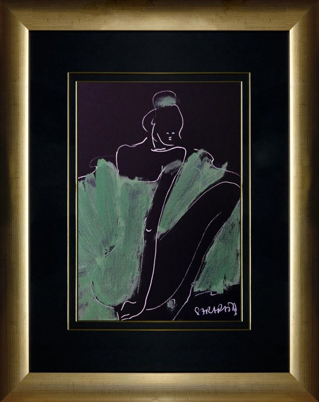 Living room painting by Joanna Sarapata titled Dancer turquoise 2