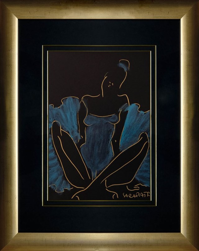 Living room painting by Joanna Sarapata titled Dancer blue 6
