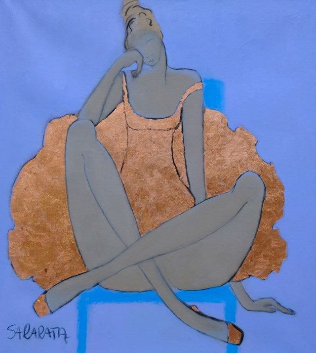 Living room painting by Joanna Sarapata titled Ballerina on the armchair