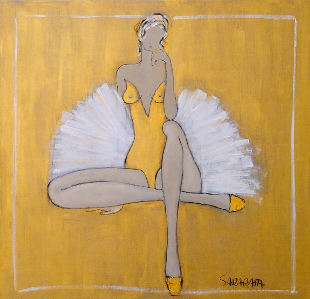 Living room painting by Joanna Sarapata titled Ballerina 