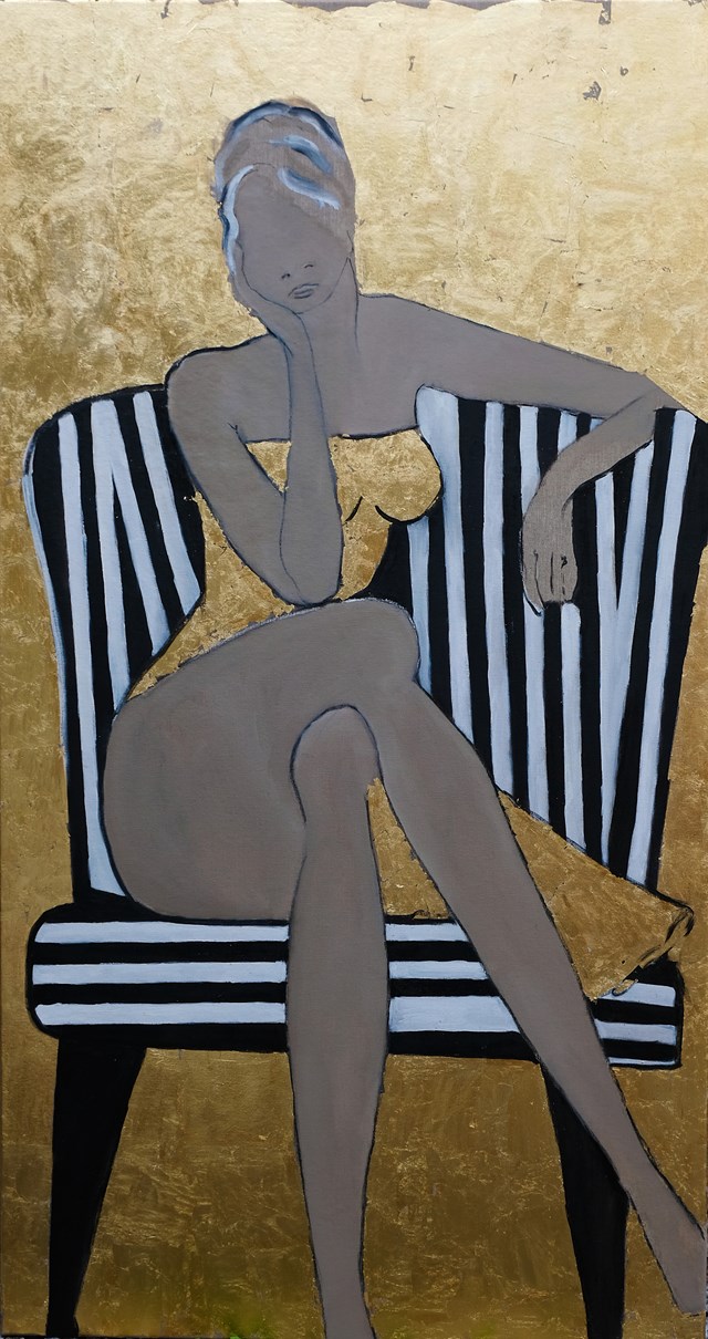 Living room painting by Joanna Sarapata titled Woman in a chair