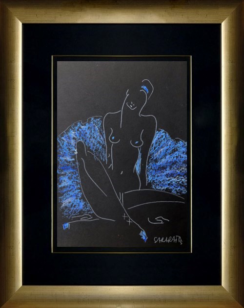Living room painting by Joanna Sarapata titled Act in a blue dress