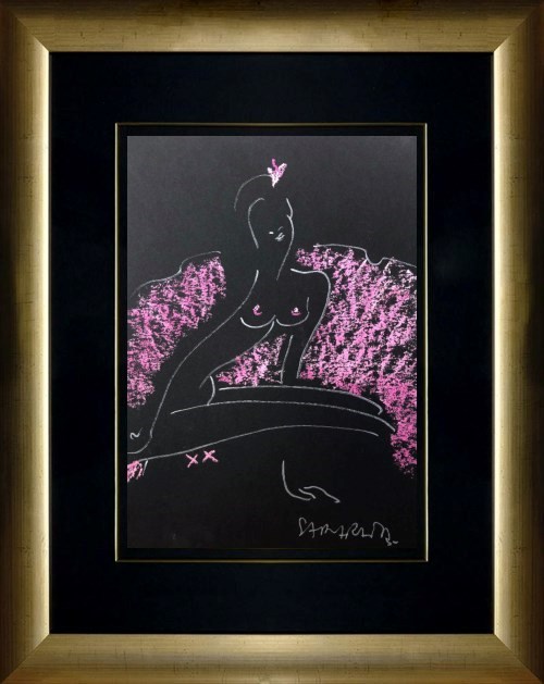 Living room painting by Joanna Sarapata titled Act in a pink dress