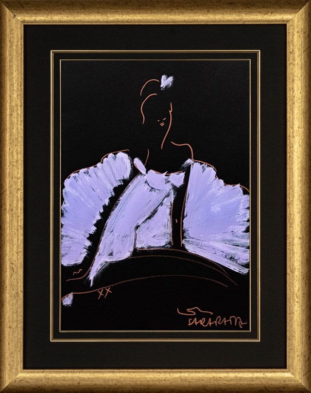 Living room painting by Joanna Sarapata titled Ballerina in violet dress