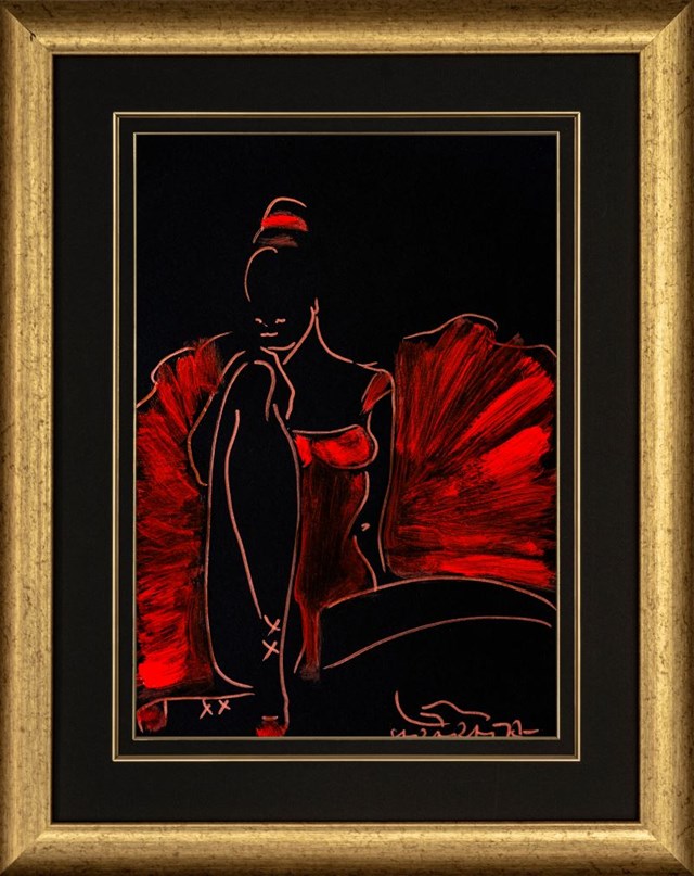 Living room painting by Joanna Sarapata titled Dancer in red V