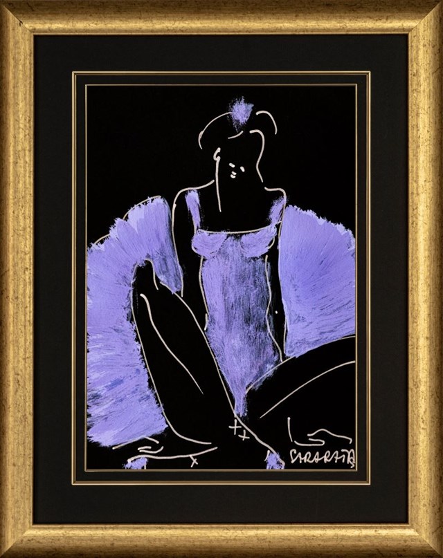 Living room painting by Joanna Sarapata titled Dancer in violet VI