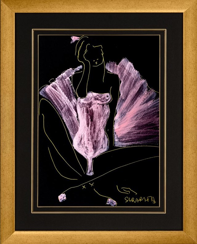 Living room painting by Joanna Sarapata titled Ballerina in Pink