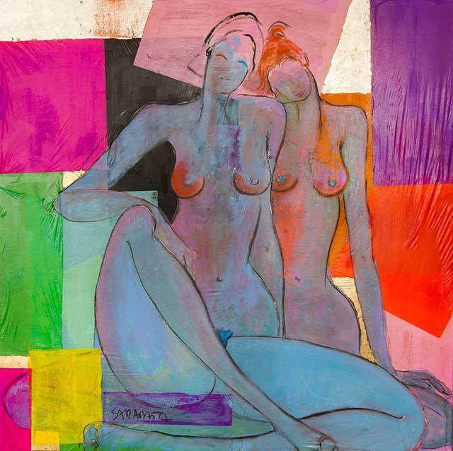 Living room painting by Joanna Sarapata titled Two friends