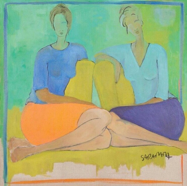 Living room painting by Joanna Sarapata titled Chat