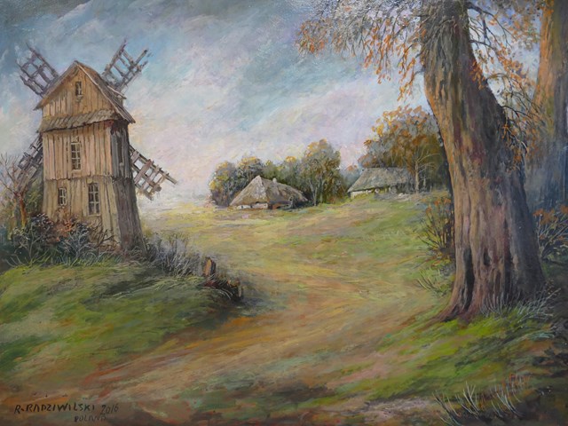 Living room painting by Ryszard Radziwilski titled Windmill