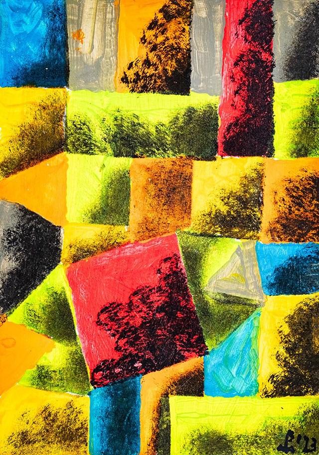 Obraz do salonu artysty Piotr Młodożeniec pod tytułem Kompozycja abstrakcyjna kwadrat