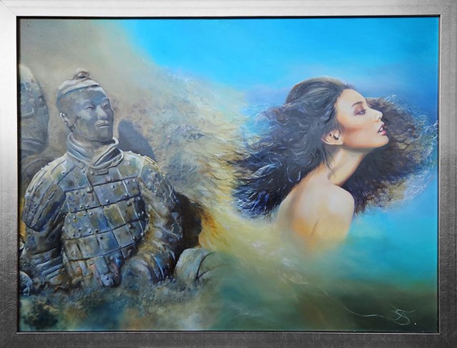 Living room painting by Andrzej Sajewski titled Dream about power I