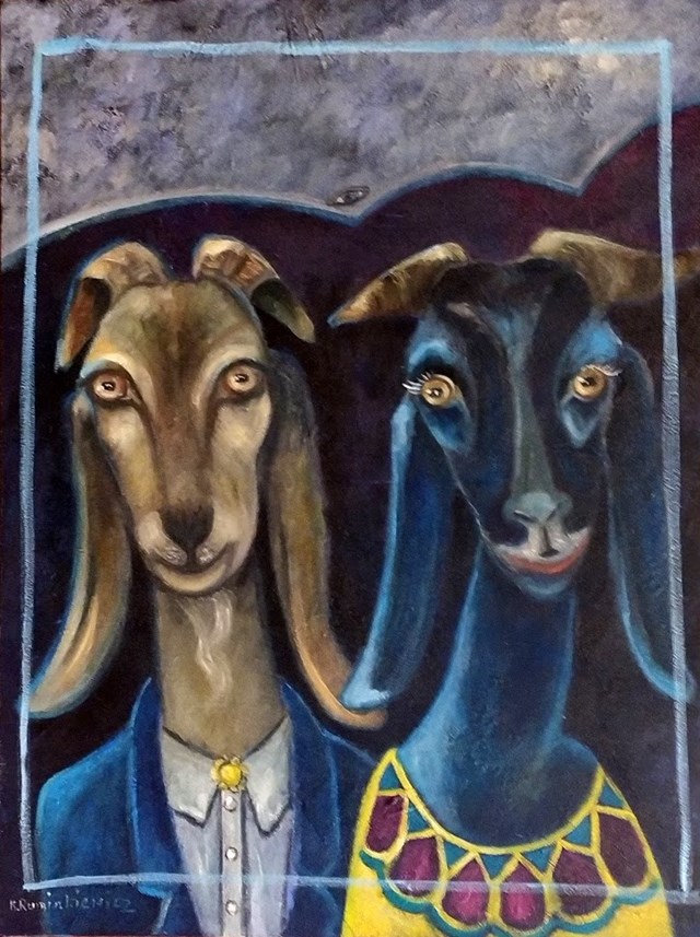 Obraz do salonu artysty Krystyna Ruminkiewicz pod tytułem Takie dwie kozy