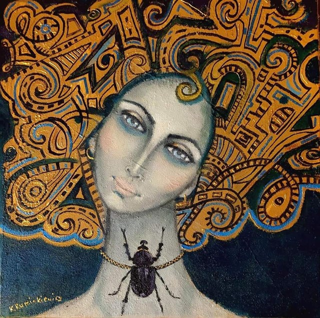 Obraz do salonu artysty Krystyna Ruminkiewicz pod tytułem Taka jedna z chrząszczem III