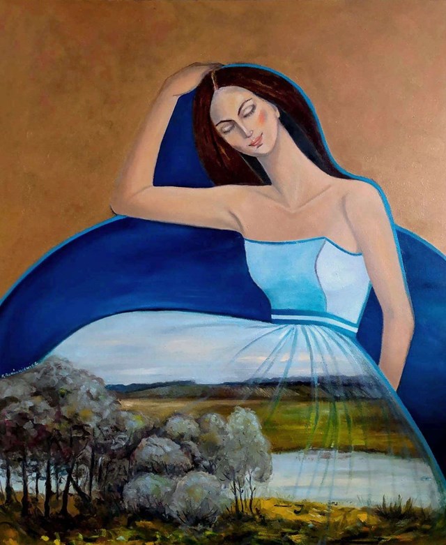 Obraz do salonu artysty Krystyna Ruminkiewicz pod tytułem Taka jedna w pejzażu