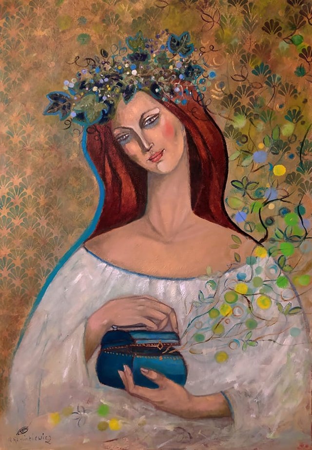 Obraz do salonu artysty Krystyna Ruminkiewicz pod tytułem Taka jedna uwalnia wiosnę