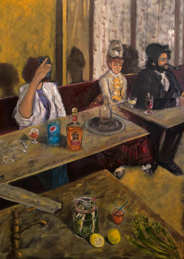 Obraz do salonu artysty Krystyna Ruminkiewicz pod tytułem Dialog z Degasem. Podtytuł: Kac.