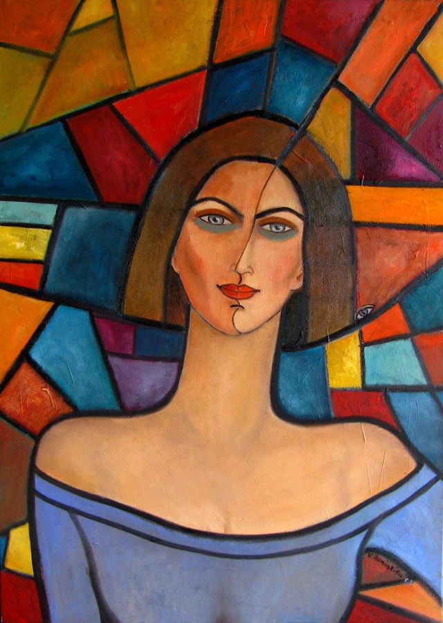 Obraz do salonu artysty Krystyna Ruminkiewicz pod tytułem Taka jedna w geometrii