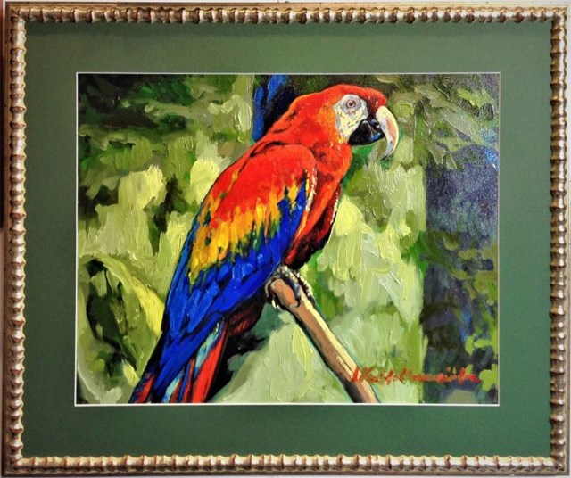 Living room painting by Anita Kuchta-Kurasińska titled Parrot