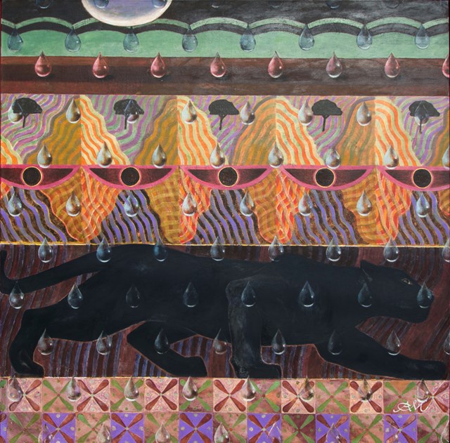 Living room painting by Anna Malinowska titled  Panther in the rain